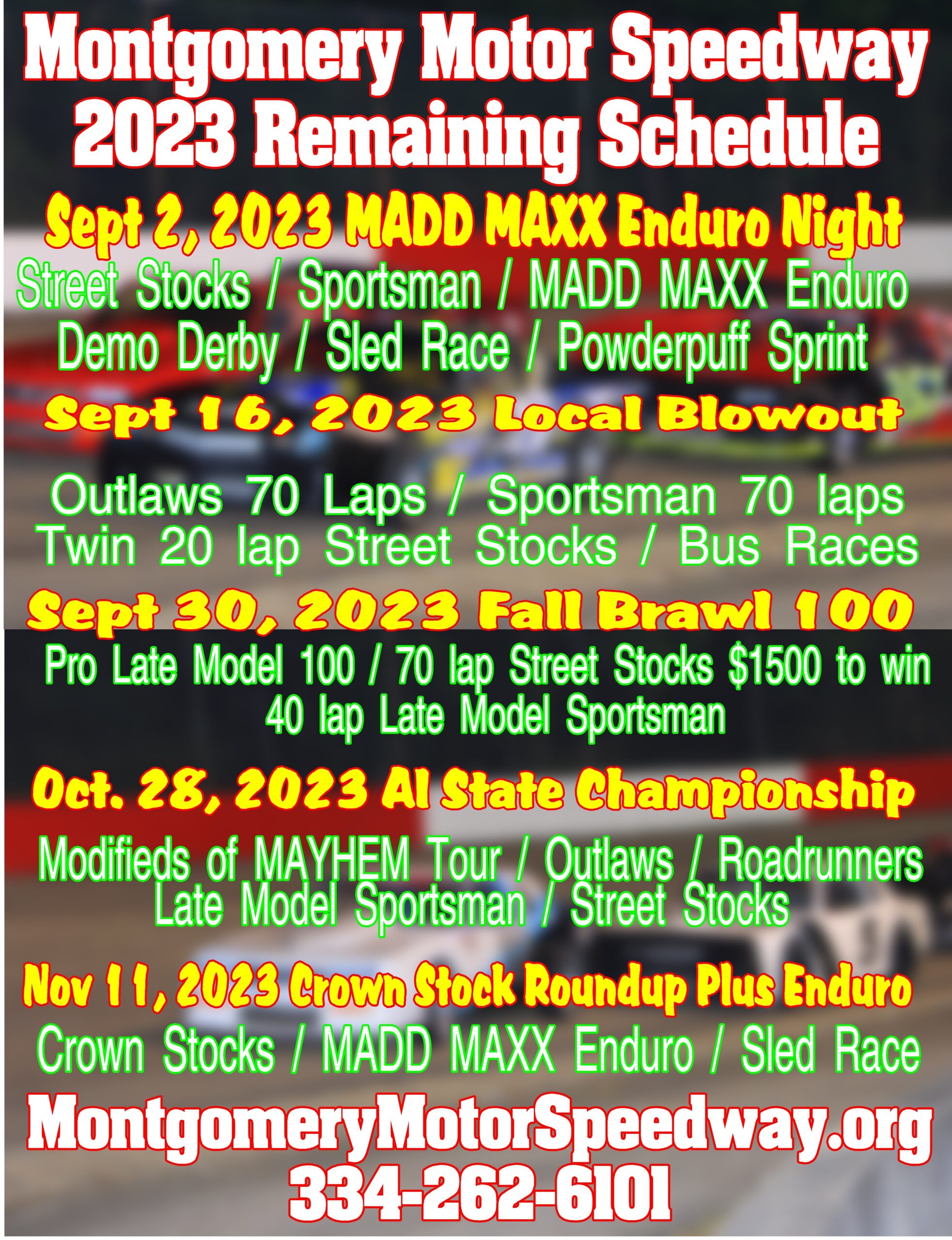 2024 Race Schedule Montgomery Motor Speedway